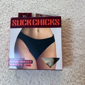 Slick Chicks Adaptive High Waist Briefs x 2 Pack Black & Beige NIB Size XL
